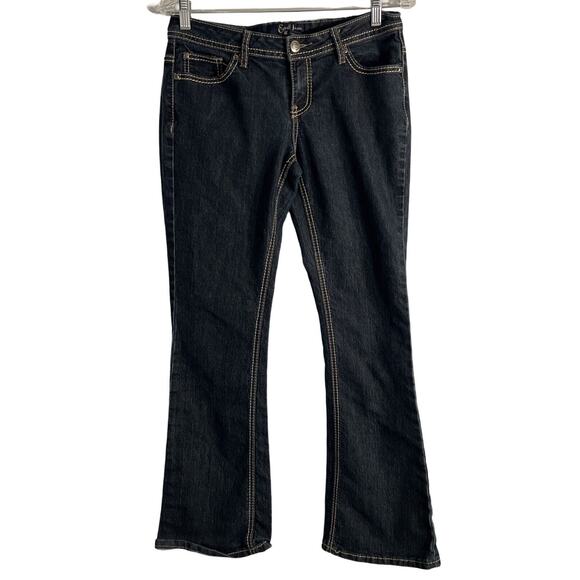 Earl Jeans Womens Size 9 Blue Denim Embroidered Boot Cut Low Rise Stretch - Picture 1 of 10